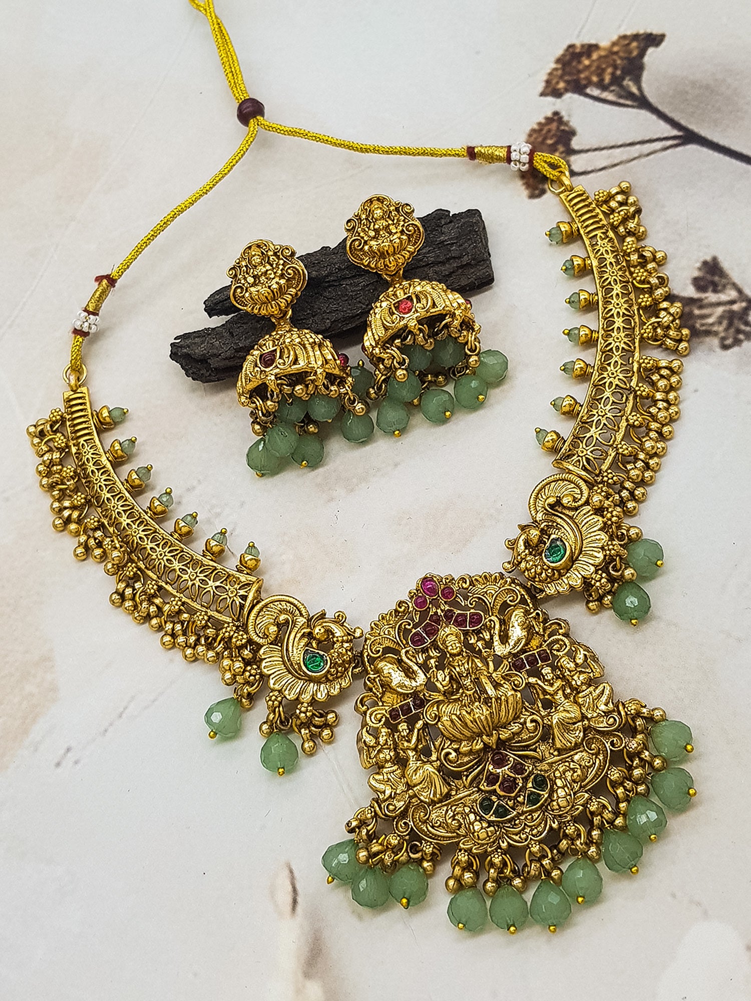 Gold Plated Classic Temple Necklace Set