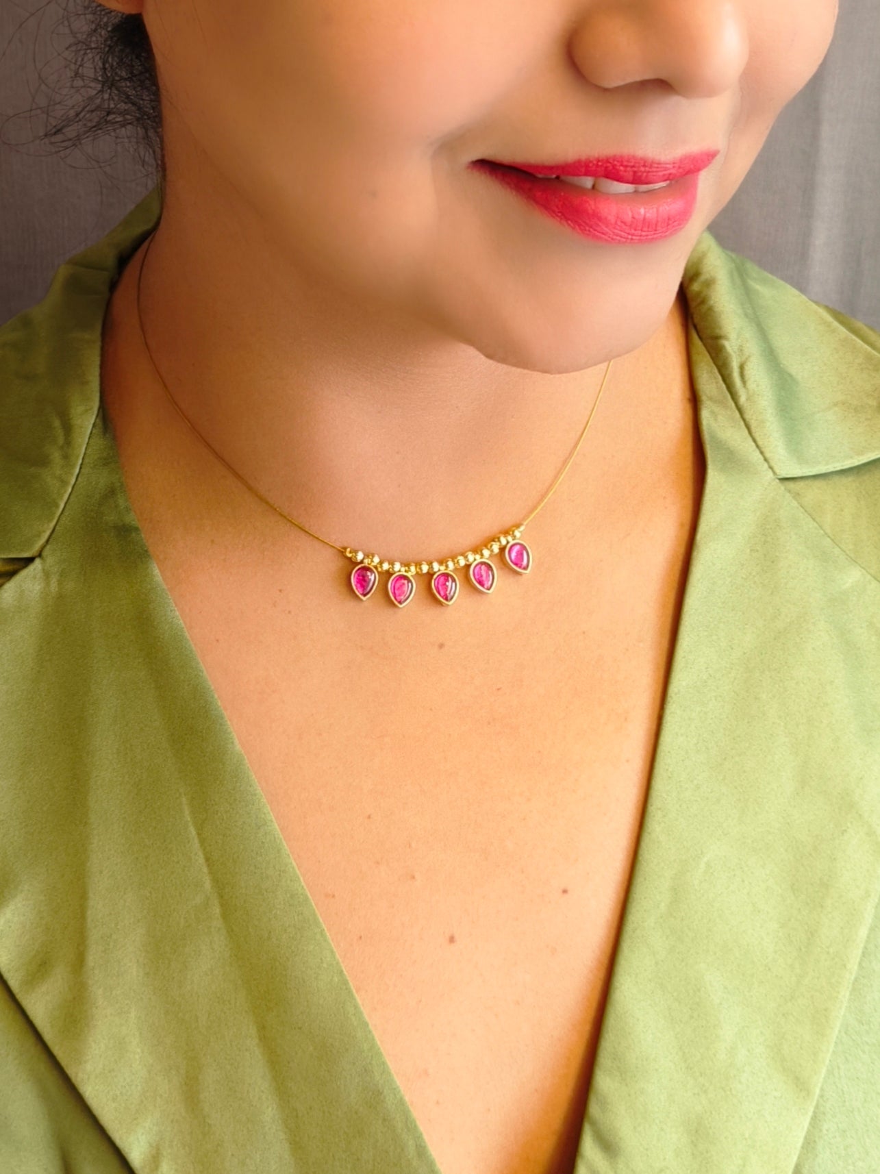Premium Jaipur Jadau Jewellery Invisible chain with intricate work Necklace
