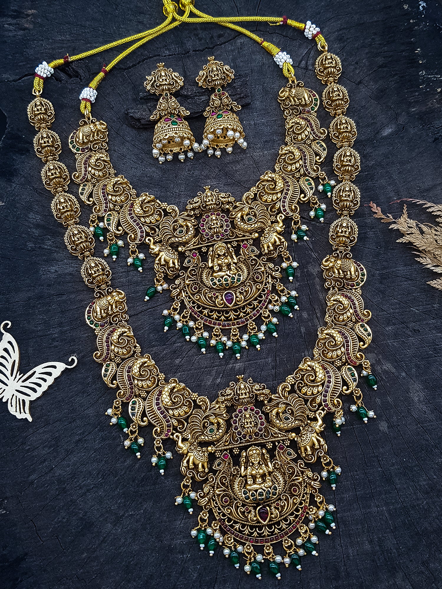 Gold Plated Classic Temple Necklace Combo Set