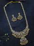 Gold Plated Premium Temple Design CZ long Haram Necklace Set