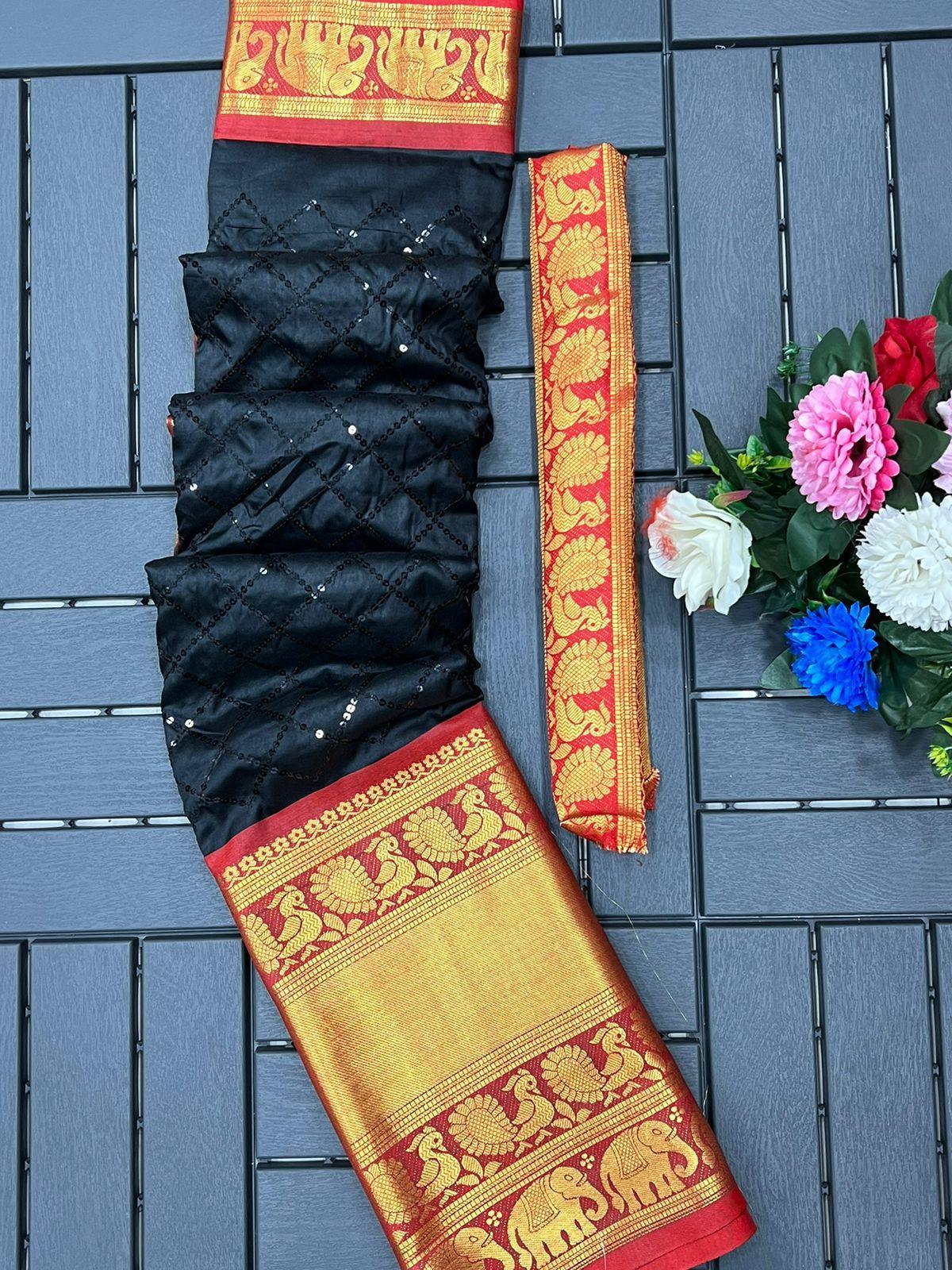 Narayan pet cotton saree with beautiful sequence work 17657N - Griiham