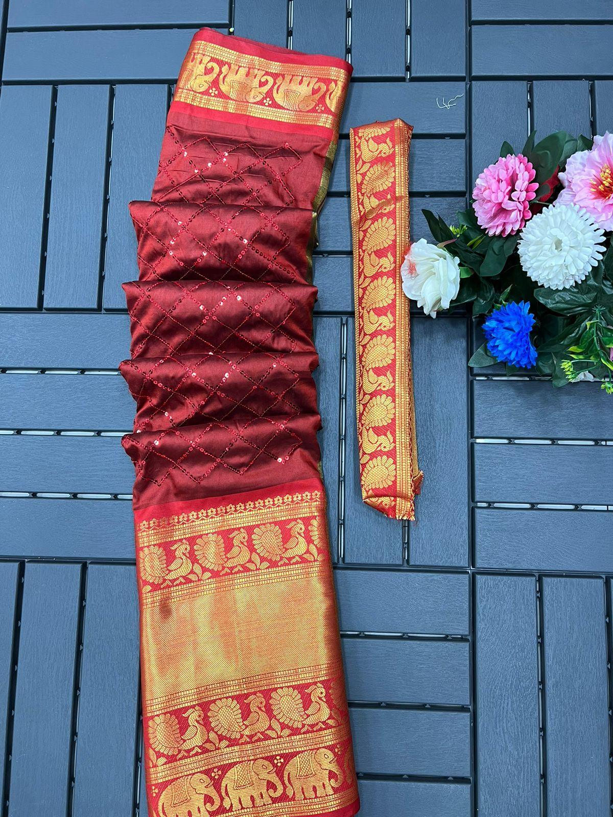 Narayan pet cotton saree with beautiful sequence work 17657N