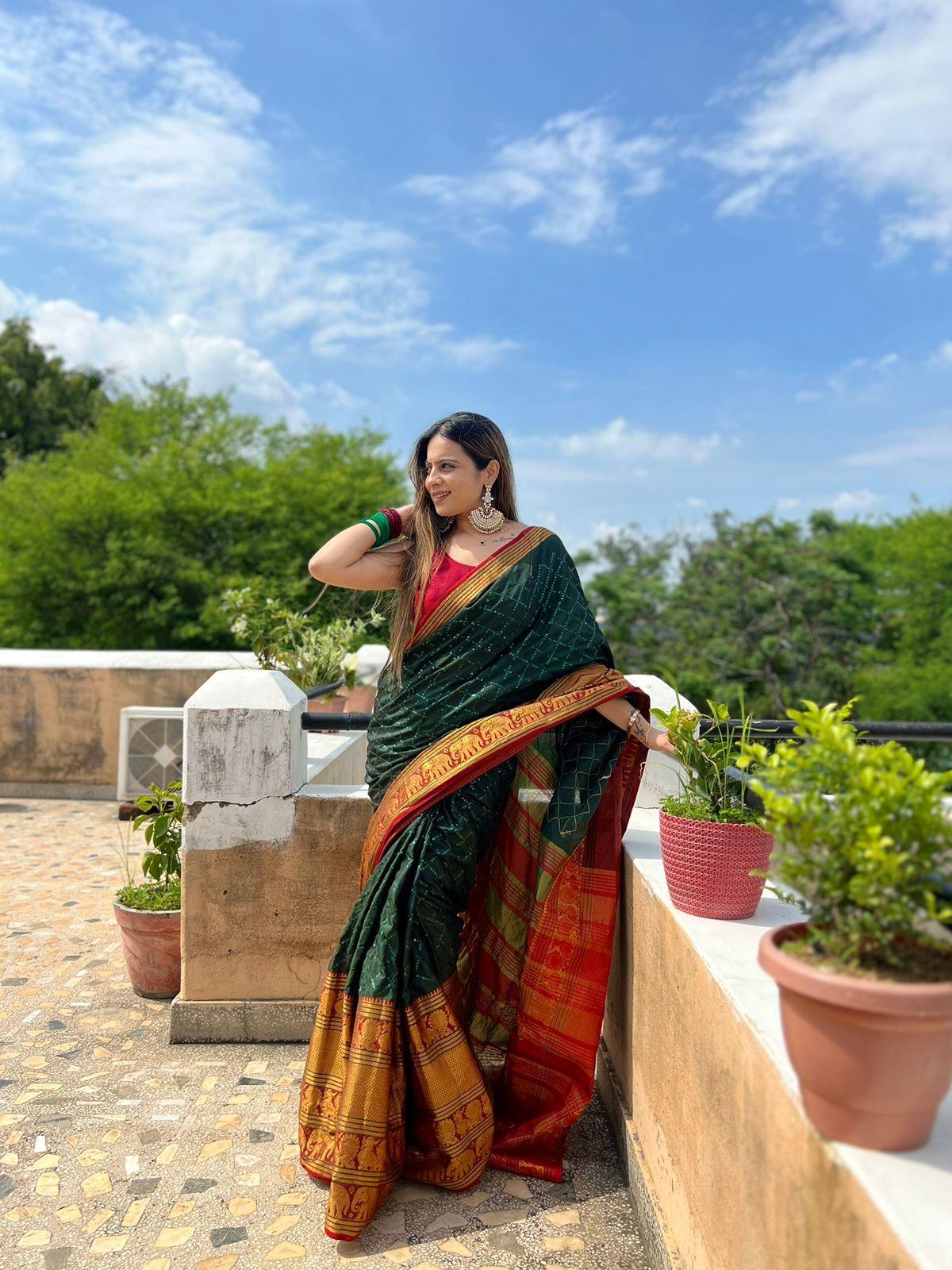 Narayan pet cotton saree with beautiful sequence work 17657N - Griiham
