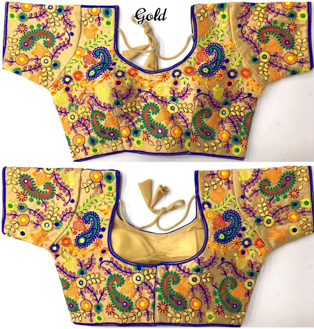 Navratri Special Blouse has thread work and foil mirror work 16989N - Griiham
