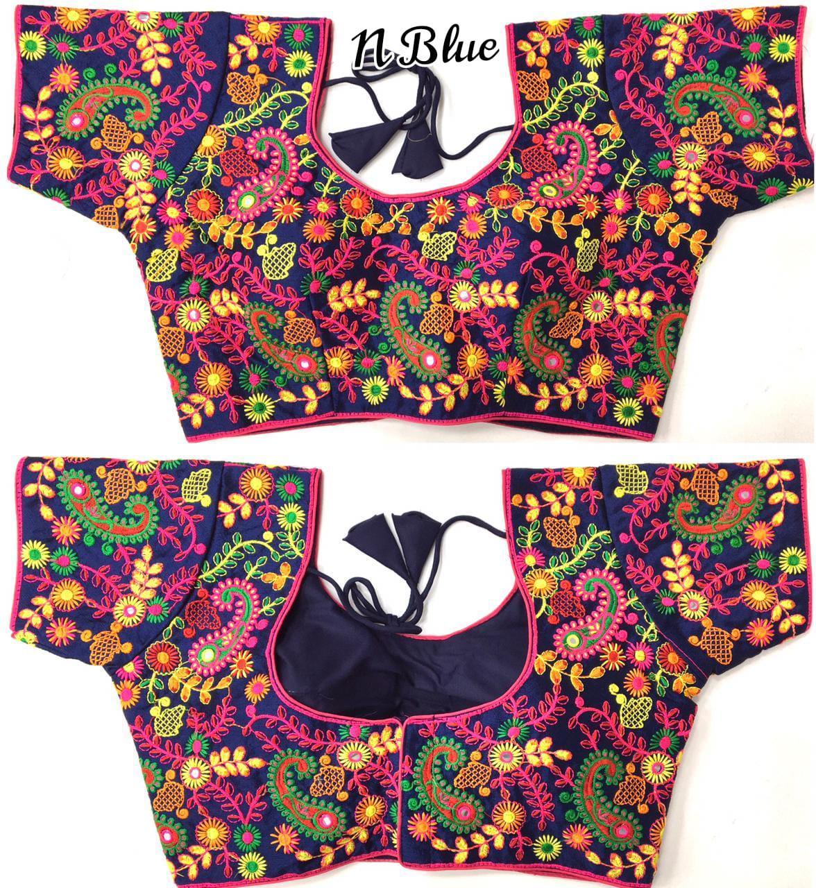 Navratri Special Blouse has thread work and foil mirror work 16989N - Griiham