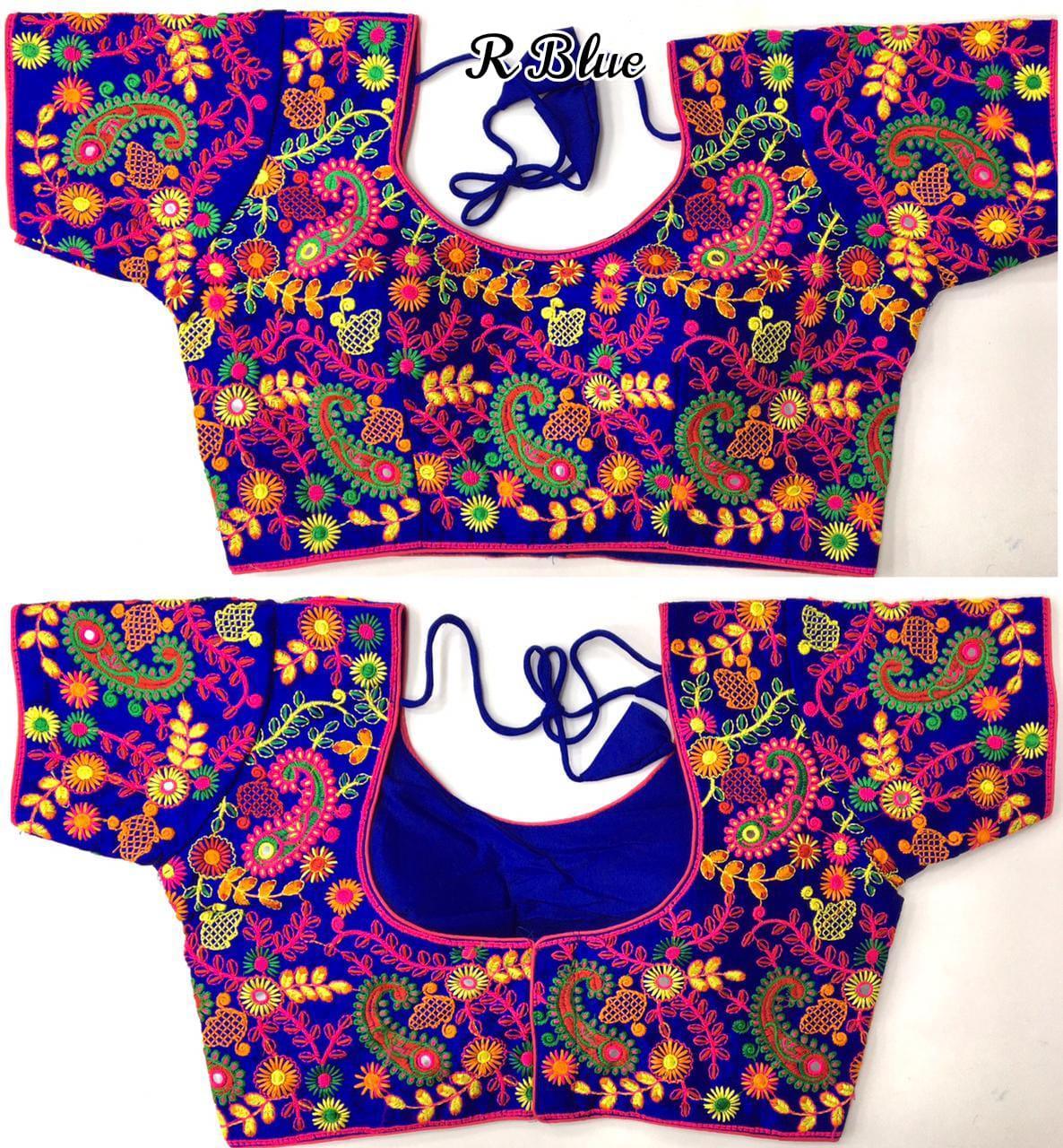 Navratri Special Blouse has thread work and foil mirror work 16989N - Griiham