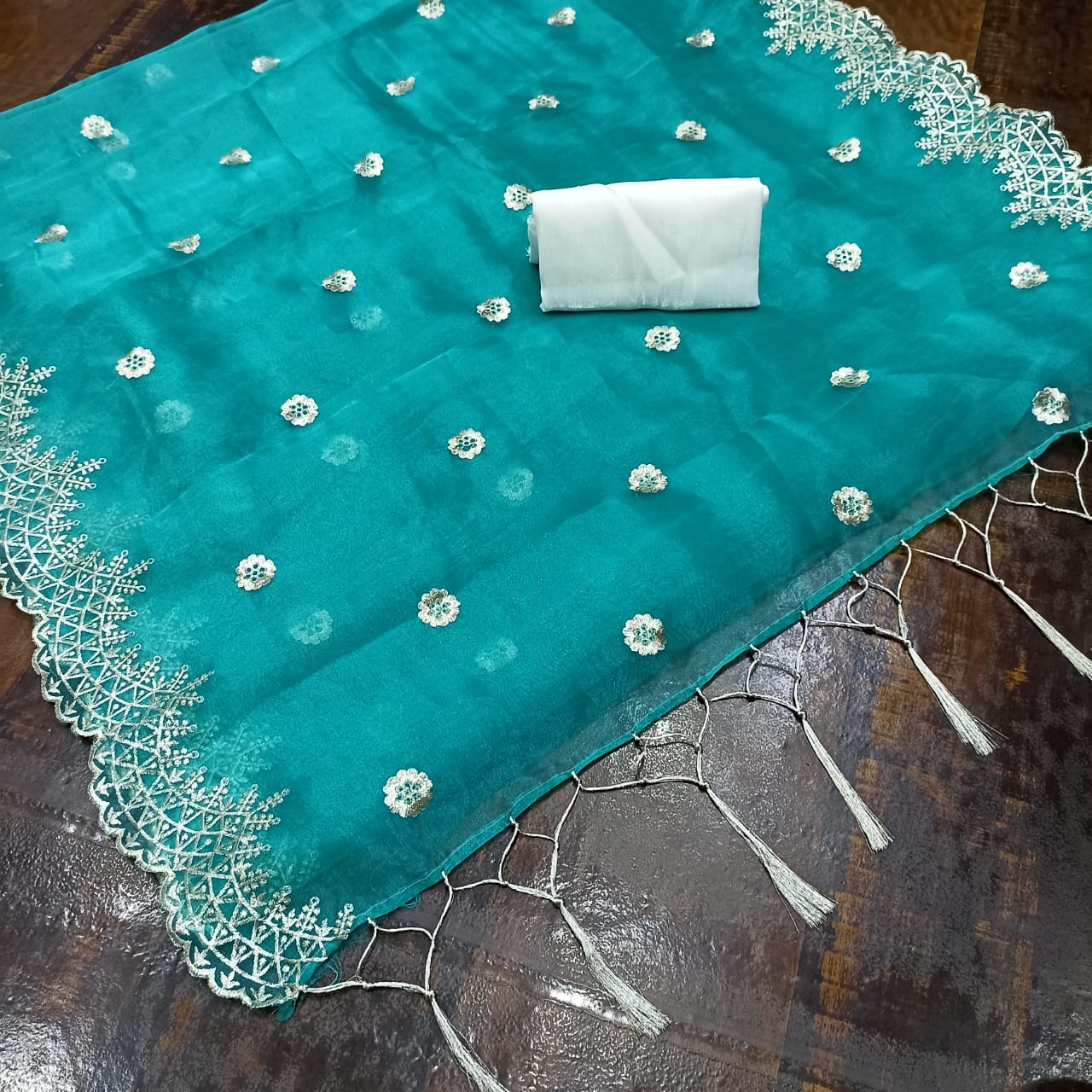 Organza Semi-Silk  Work -Heavy Embroidery work saree 23459N