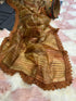 Organza silk  with shiny fabric saree with weaving lines 16826N
