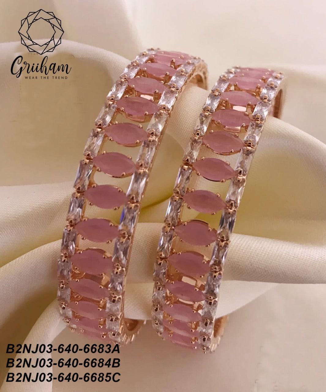 Patel color stone gold finish Bangles Set of 2 bangles 6683A