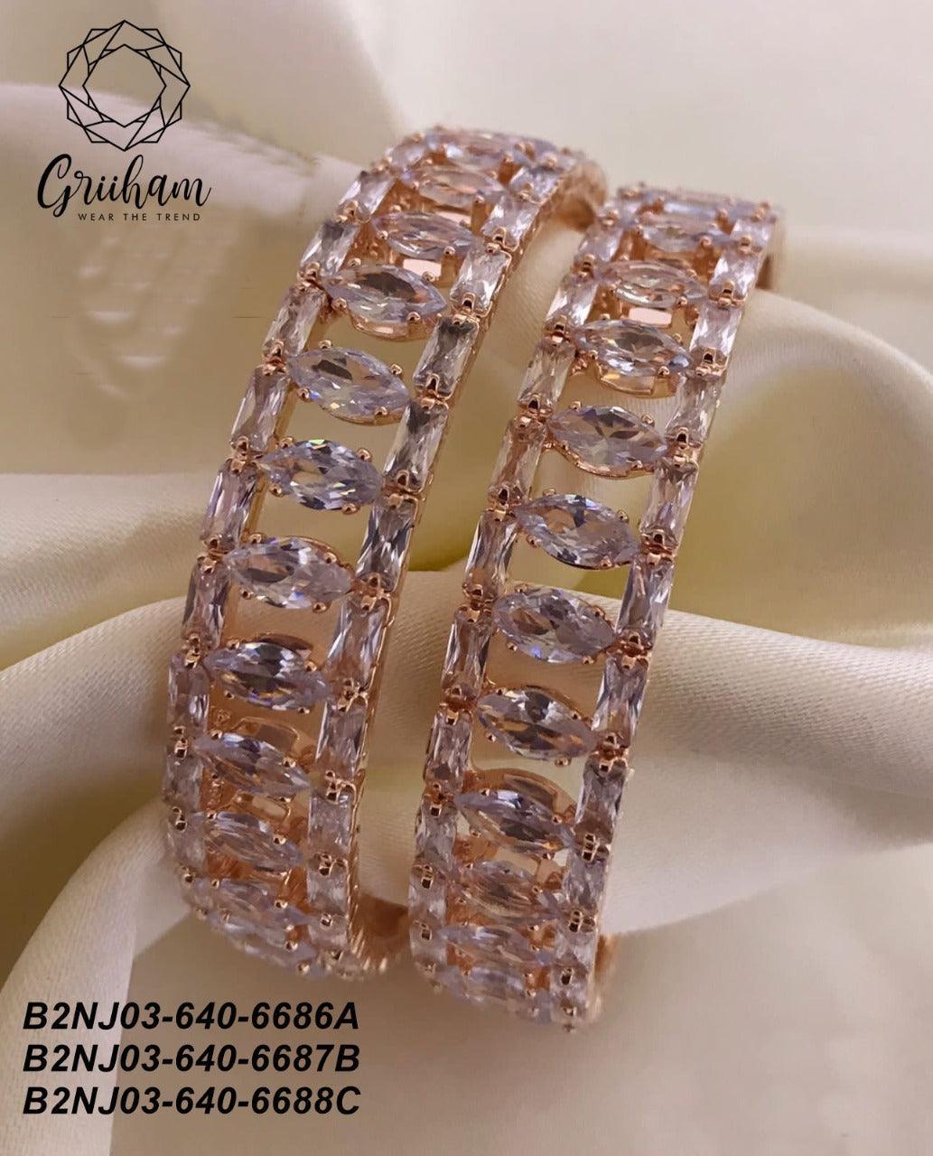 Patel color stone gold finish Bangles Set of 2 bangles 6683A