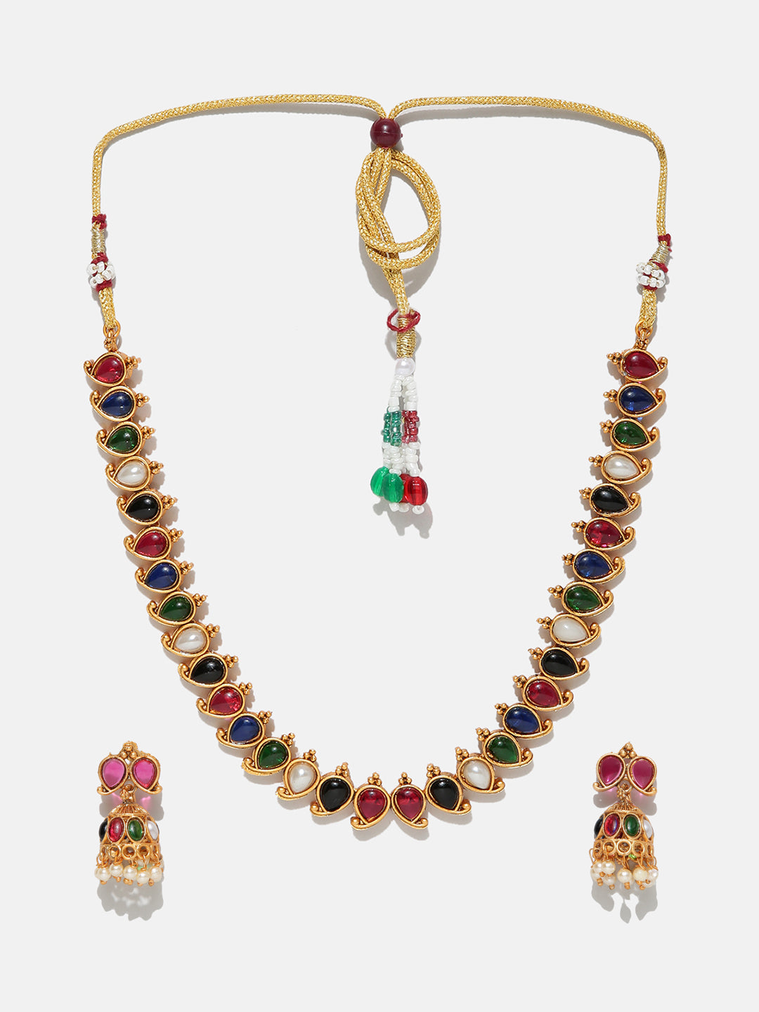 Pear Shaped stones Multicolor necklace 5076N
