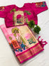 Pichwai Gadwal Pattern semi  Pattu Kalmkari Digital Print Designer Saree with blouse 16035N
