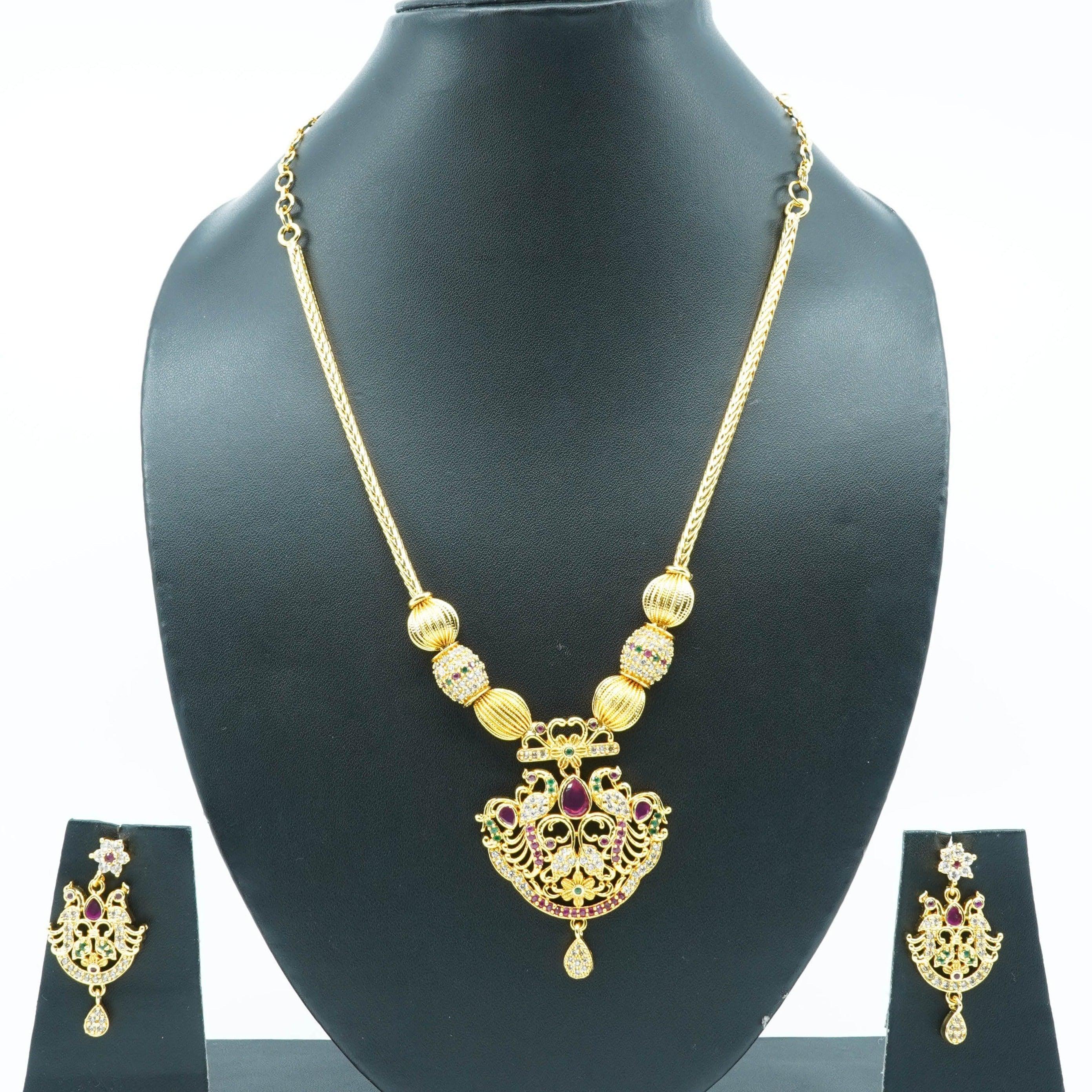 Premium 24KT Microgold finish Multi Colour stones Pendant chain set - Griiham