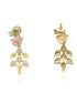 Premium Antique Gold Finish Floral pattern navratna stones 10618N - Griiham