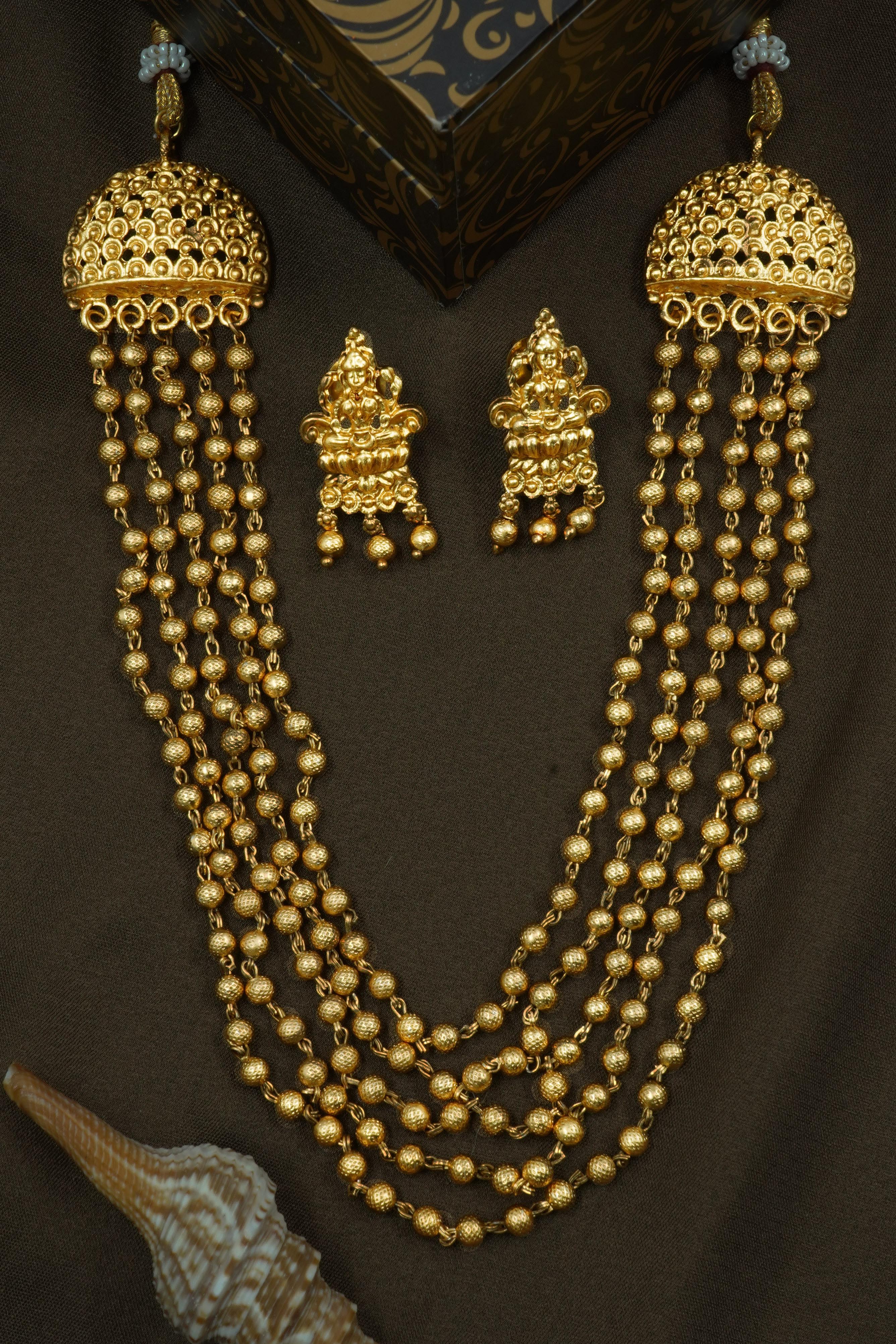 Premium Antique Gold Finish Necklace set 12862N