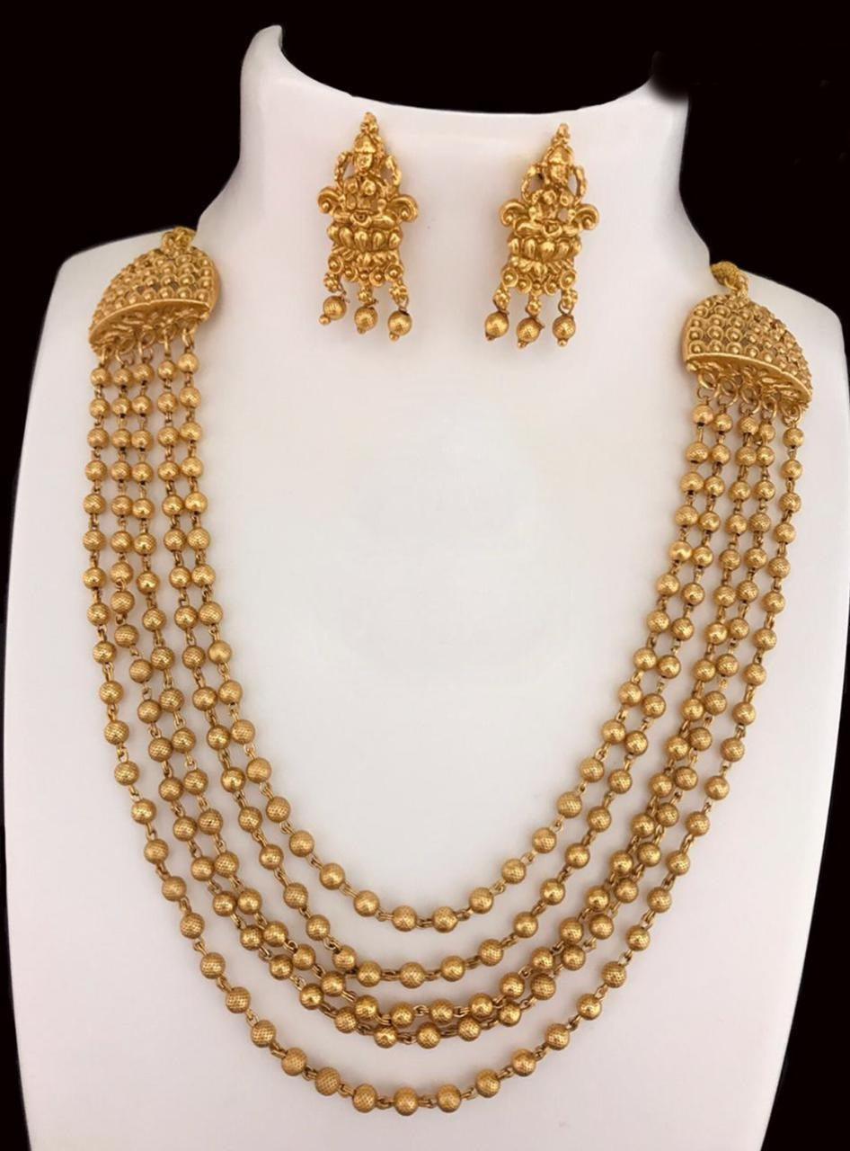 Premium Antique Gold Finish Necklace set 12862N - Griiham