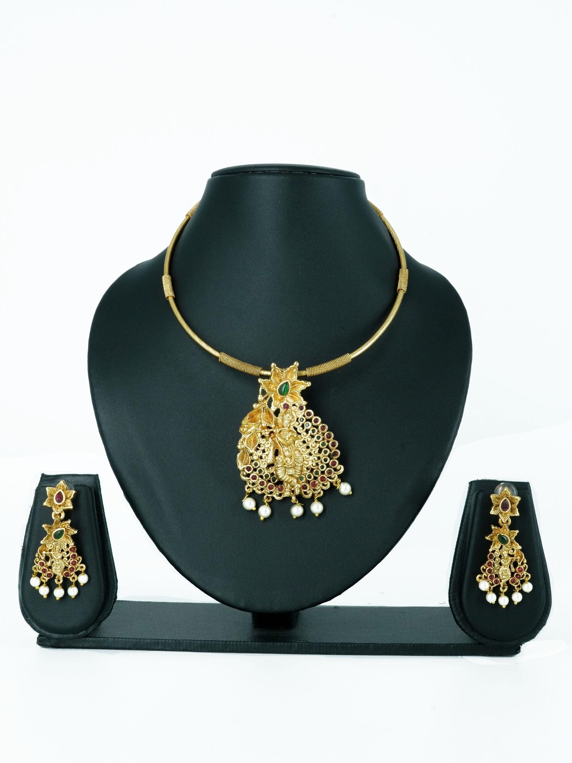 Premium Antique Gold Finish Necklace set 5234N - Griiham