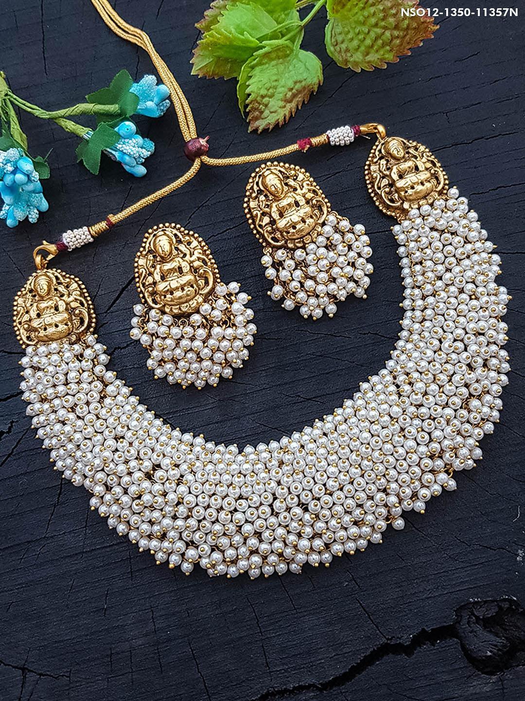 Premium Antique Gold with pearl full work Laxmi pattern