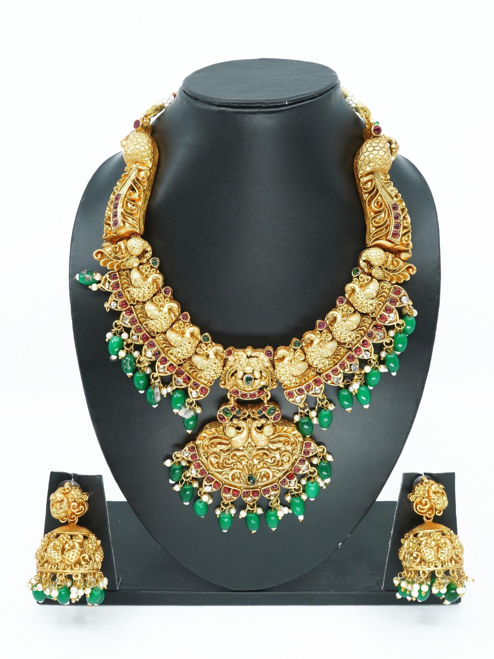 Premium Antique Gold with pearl full work Peacock pattern - Griiham