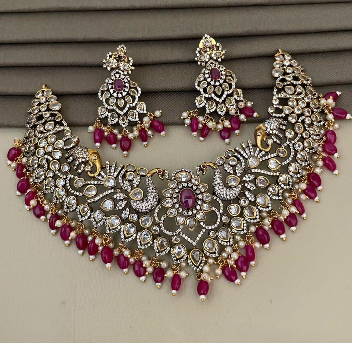 Premium Antique Victorian Jewelry Finish Necklace set 13046N