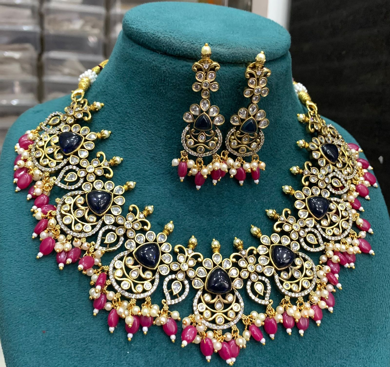 Premium Antique Victorian Jewelry Finish Necklace set 13776N