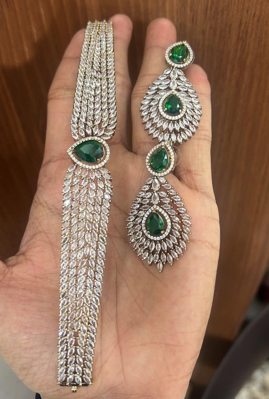 Premium Antique Victorian Jewelry Finish choker Necklace set 20795N - Griiham