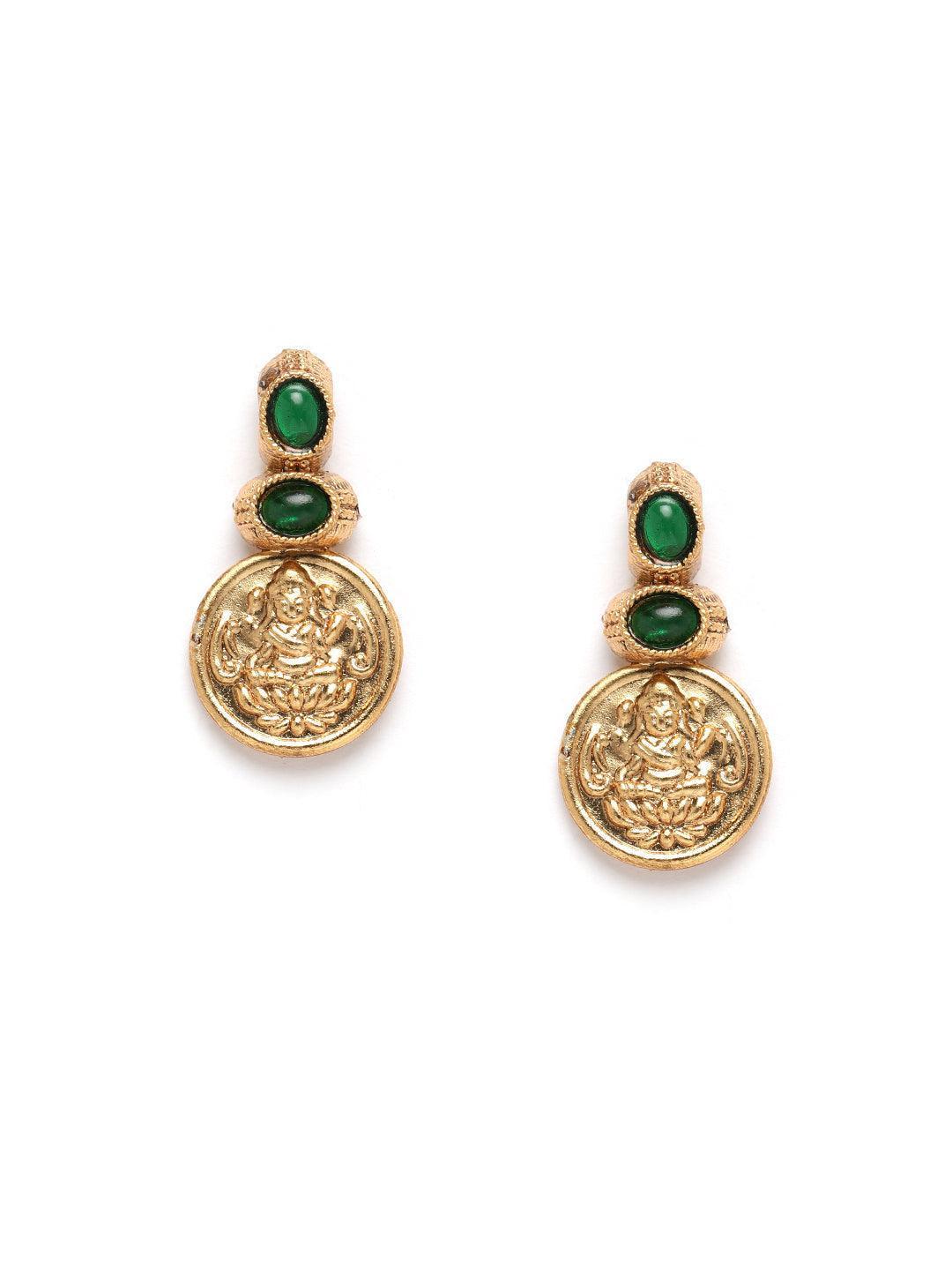 Premium Collection Elegant Ruby and emerald Multicolor Kasu Necklace Set 22199N - Griiham