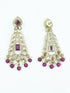 Premium Faint Gold Polish Jhumki Earrings with Mirror Stones and Purple Stone 11748N - Griiham
