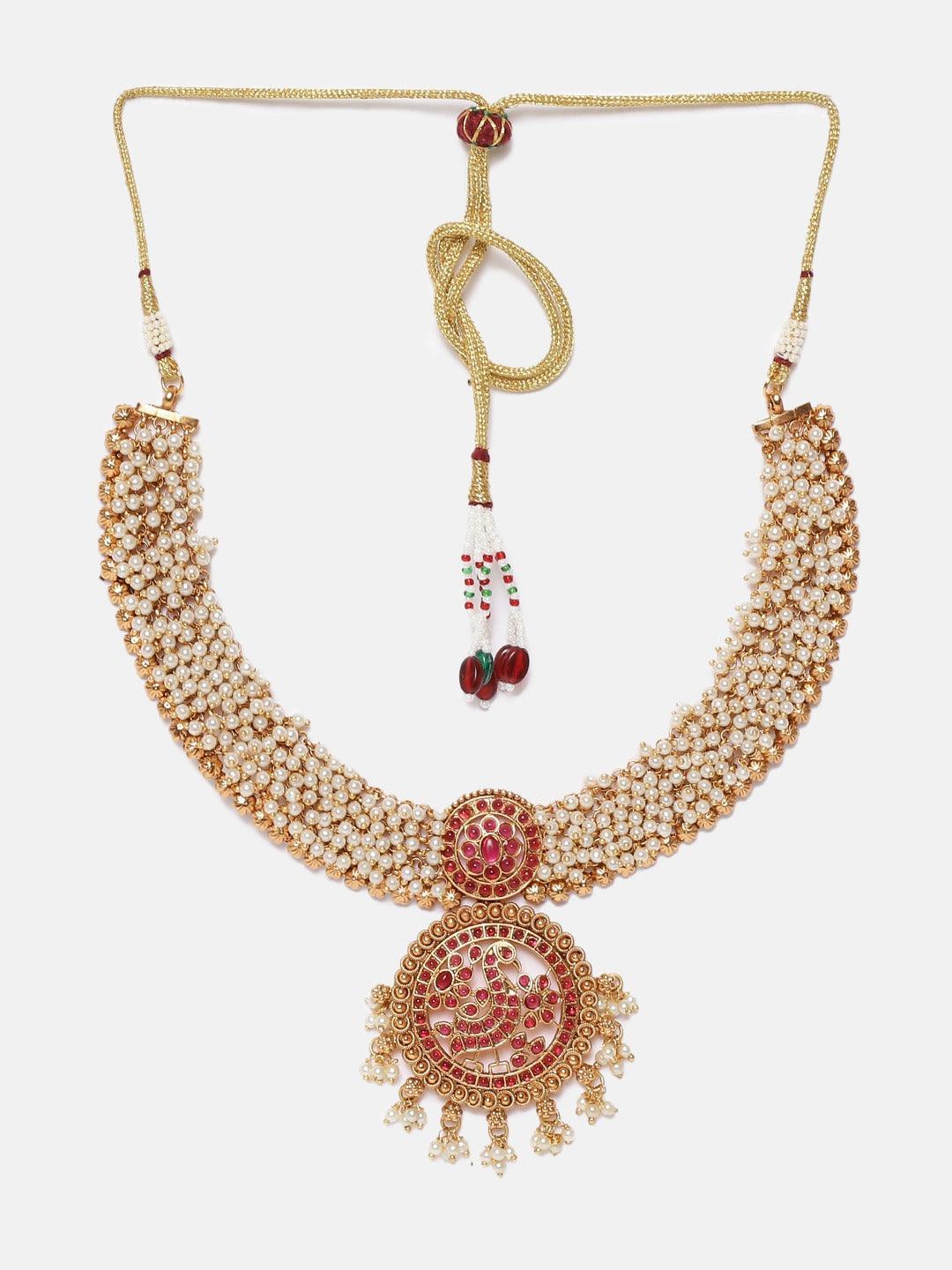 Premium Finish Medium Necklace Set with cultured pearls NNJ09-819-4842N