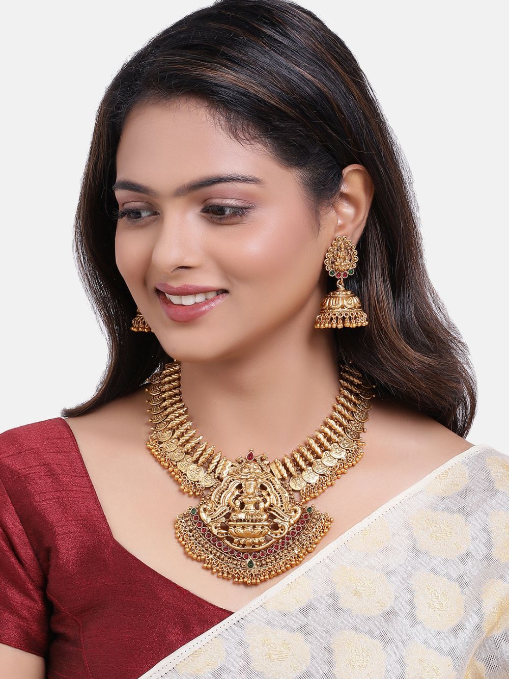 Premium Gold Finish 1st quality Brass Based Nagas Design Short Necklace set 5045N