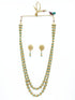 Premium Gold Finish Brass 1st quality Real Pearl / Coral / jade Chain with earrings 8722N - Griiham