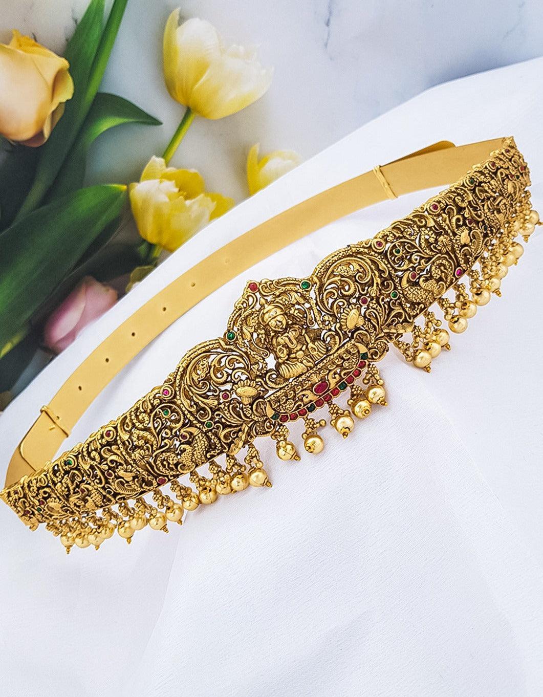 Premium Gold Finish Bridal Vadanam/Vodiannam/waistbelt 17040N - Griiham