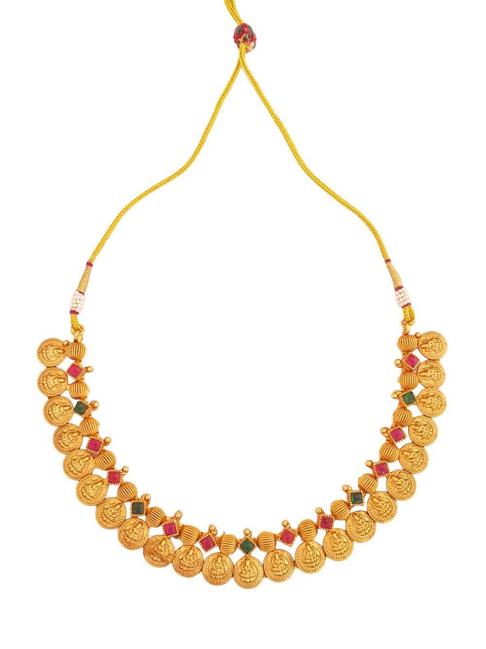 Premium Gold Finish Coin Laxmi Necklace set - Griiham