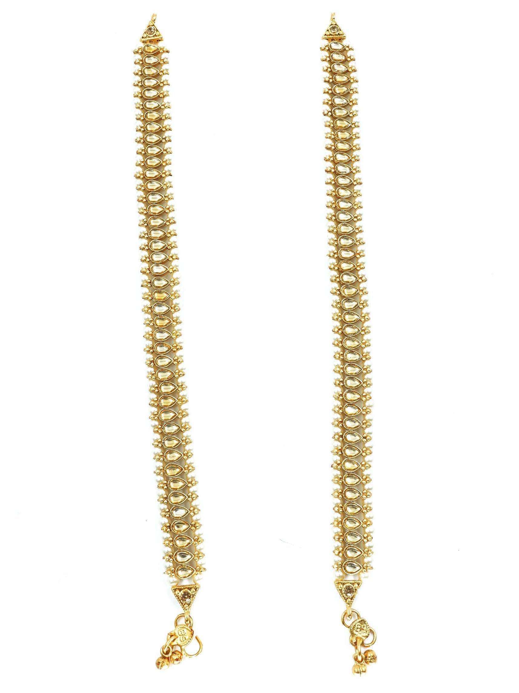 Premium Gold Finish Delicate Designer Anklet /Payal 13366N - Griiham