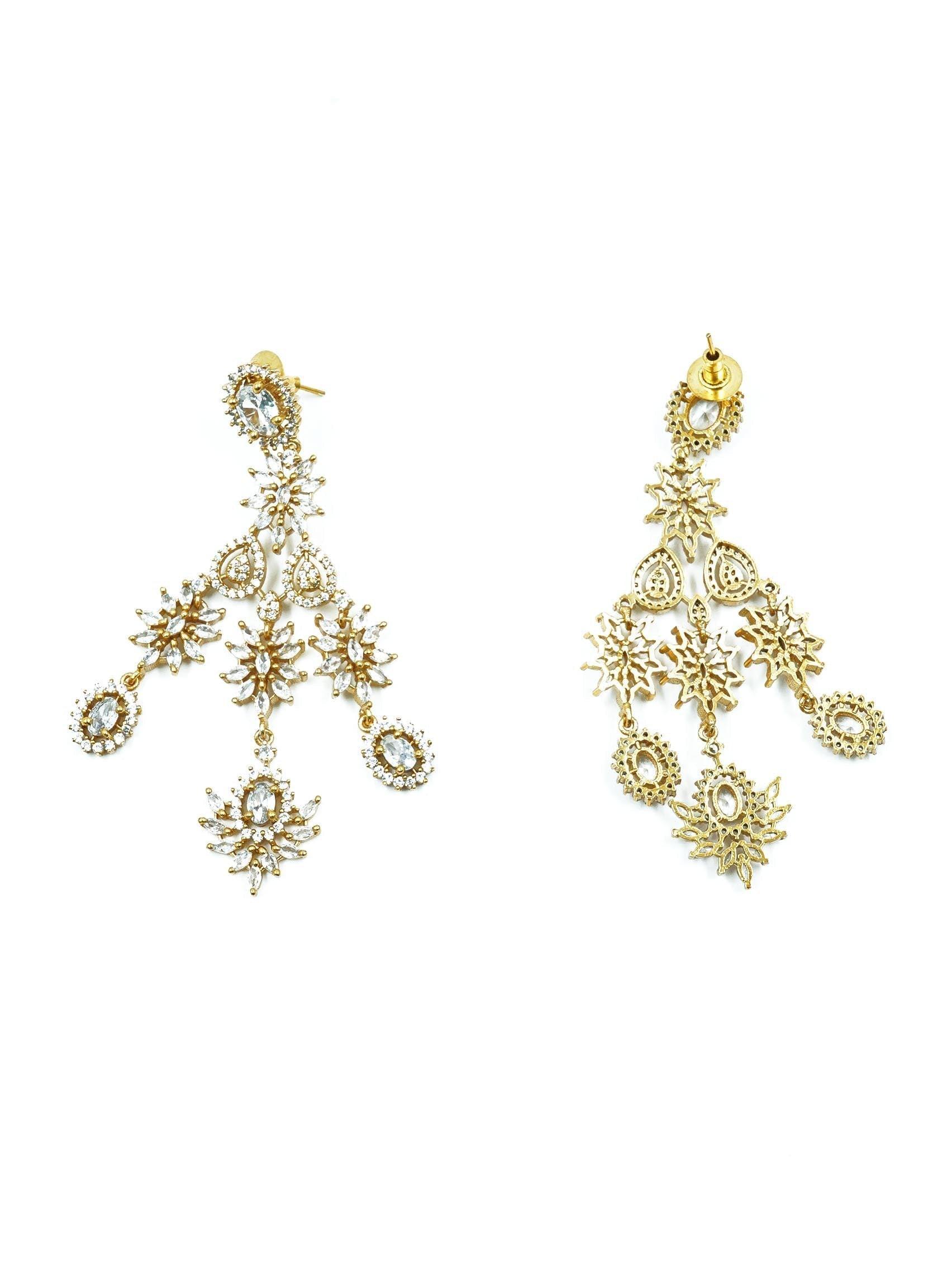 Premium Gold Finish Designer CZ Stones Necklace Set 16195N - Griiham