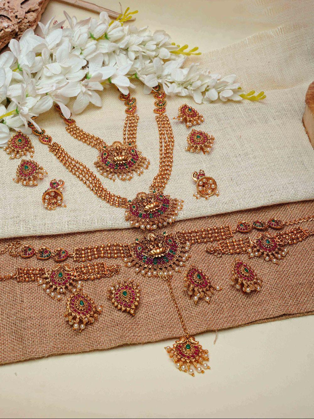 Premium Gold Finish Full Bridal Set Combo 16203N - Griiham