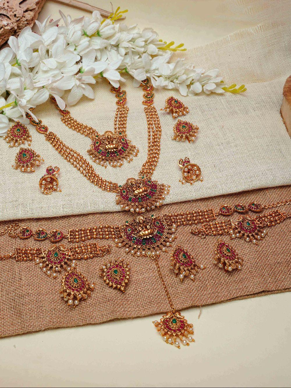 Premium Gold Finish Full Bridal Set Combo 16203N