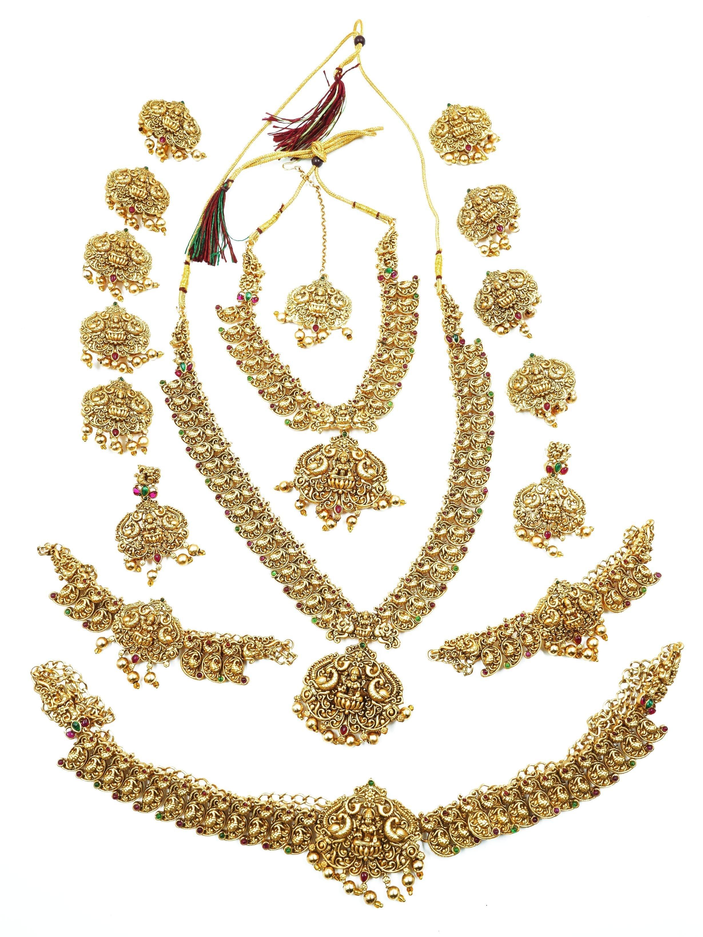 Premium Gold Finish Full Bridal Set Combo 16216N - Griiham