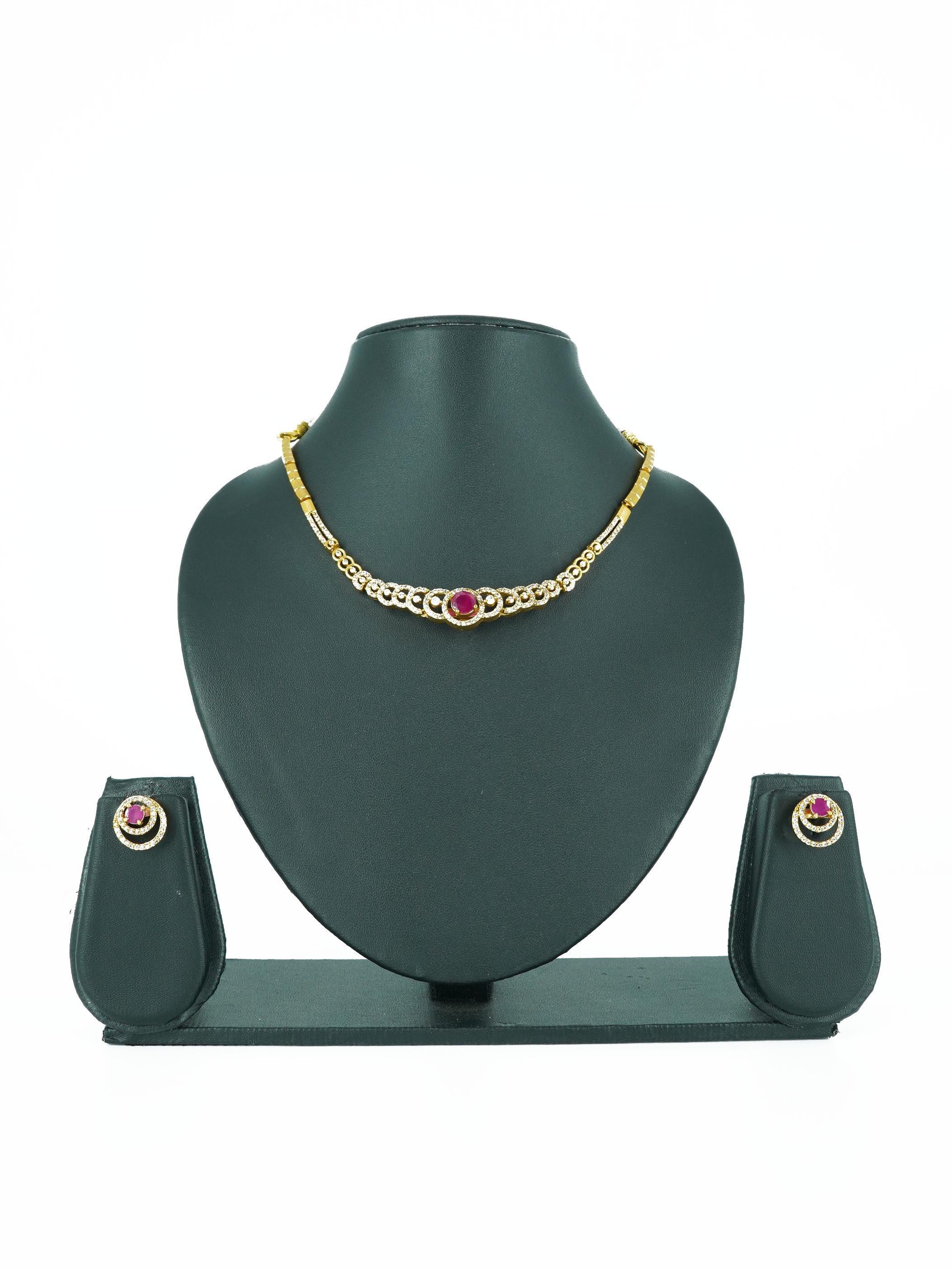 Premium Gold Finish Interchangeable (3 colours) AD Necklace Set 16703N - Griiham