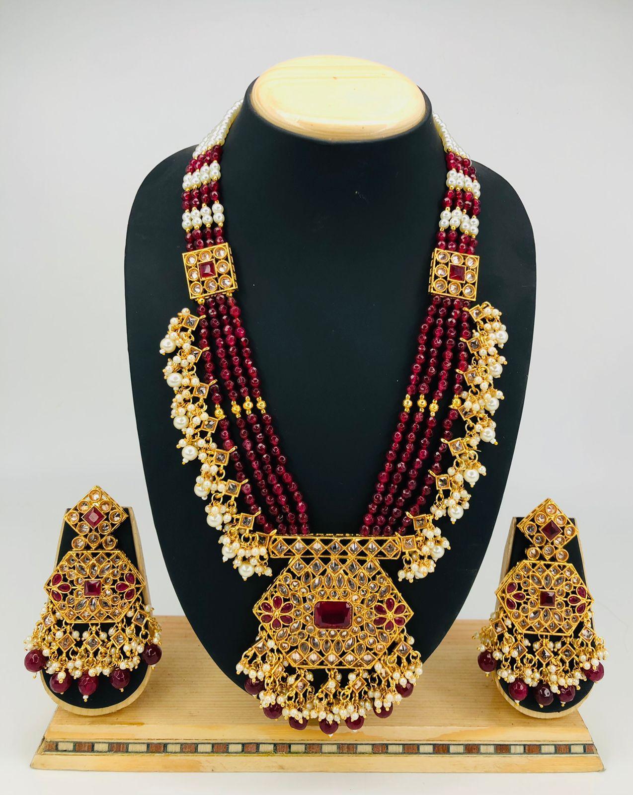 Premium Gold Finish LCT Stones Rani Long Hara Set 10938n - Griiham