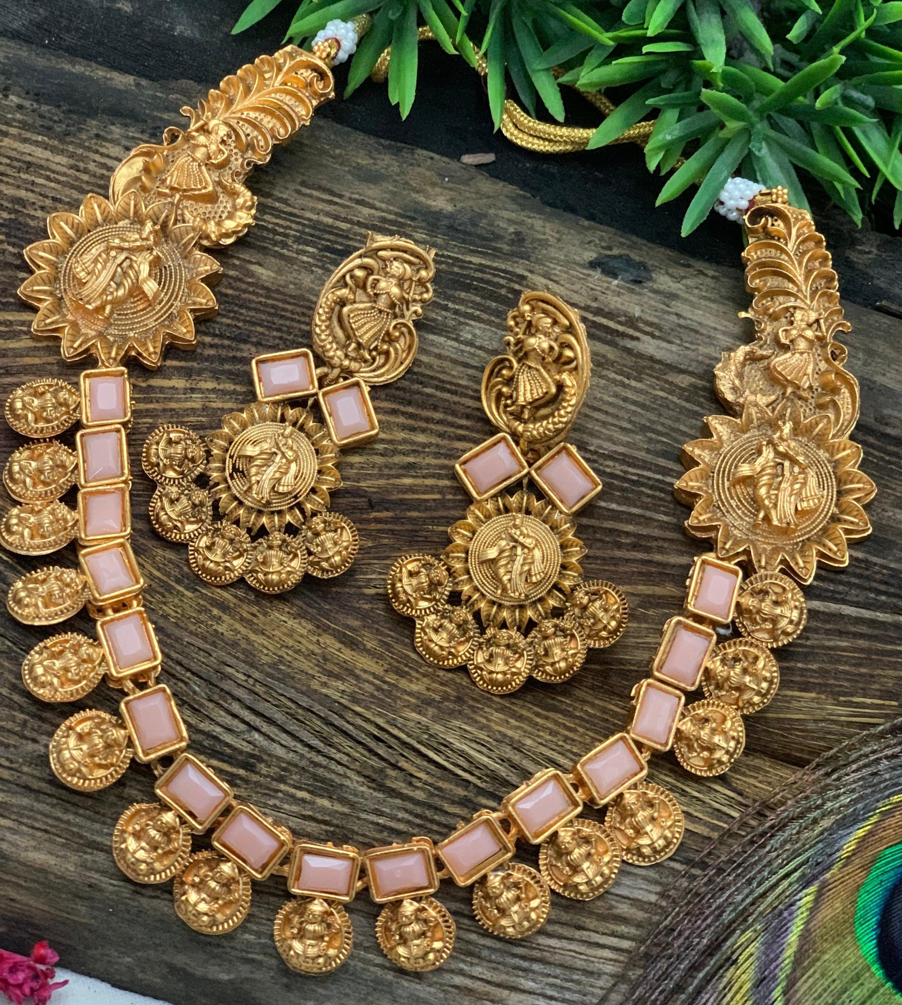 Premium Gold Finish Layered Coin Laxmi Necklace set 9372N - Griiham