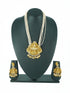 Premium Gold Finish Long Laxmi Hara Necklace Set with Pearl mala and CZ Stones 16189N