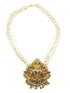 Premium Gold Finish Long Laxmi Hara Necklace Set with Pearl mala and CZ Stones - Griiham