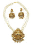 Premium Gold Finish Long Laxmi Hara Necklace Set with Pearl mala and CZ Stones - Griiham