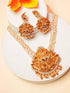 Premium Gold Finish Long Laxmi Hara Necklace Set with Pearl mala and CZ Stones
