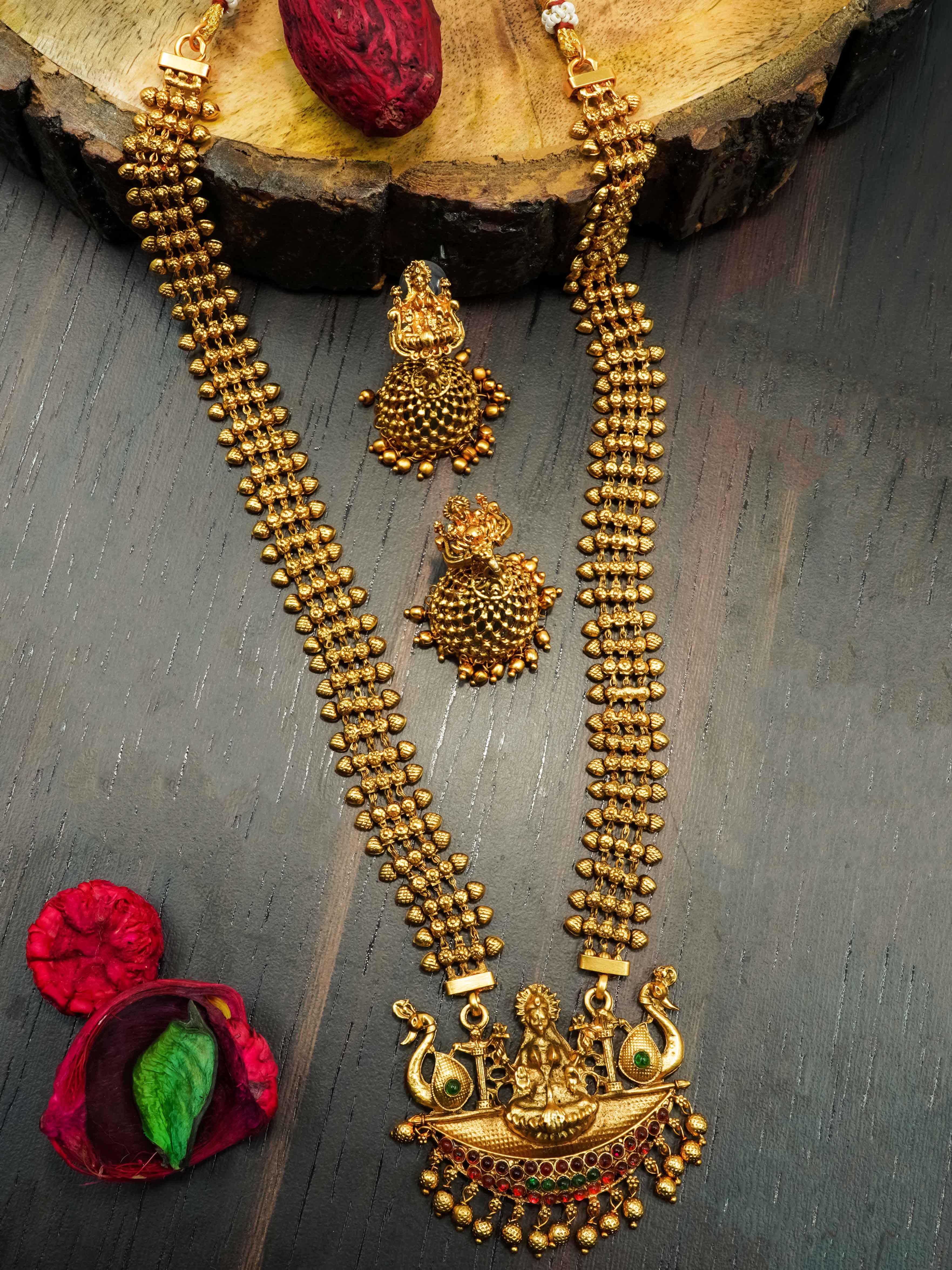 Premium Gold Finish Long necklace set 12279N