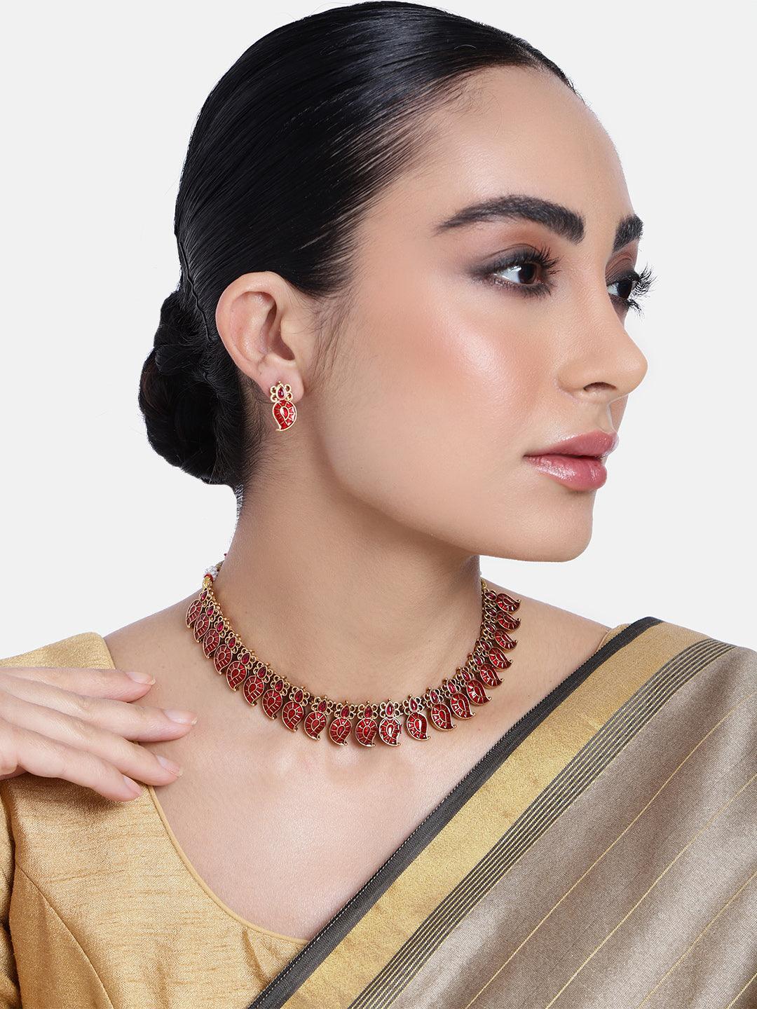 Premium Gold Finish Mango Necklace Set - Griiham