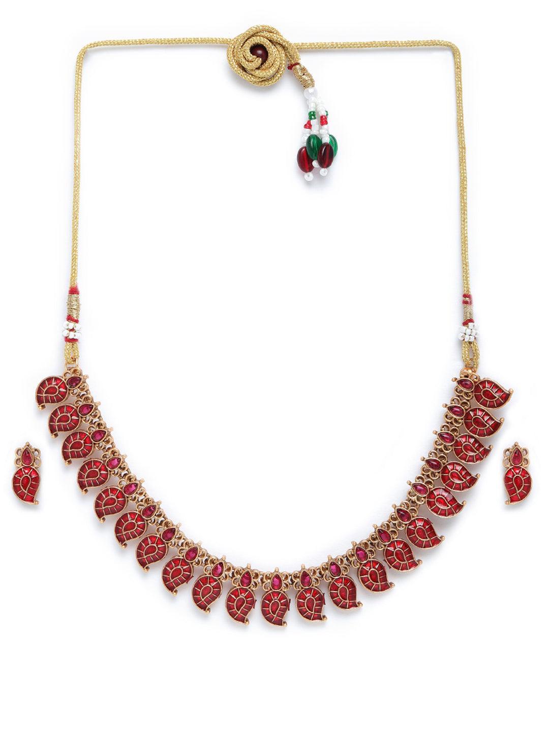 Premium Gold Finish Mango Necklace Set - Griiham