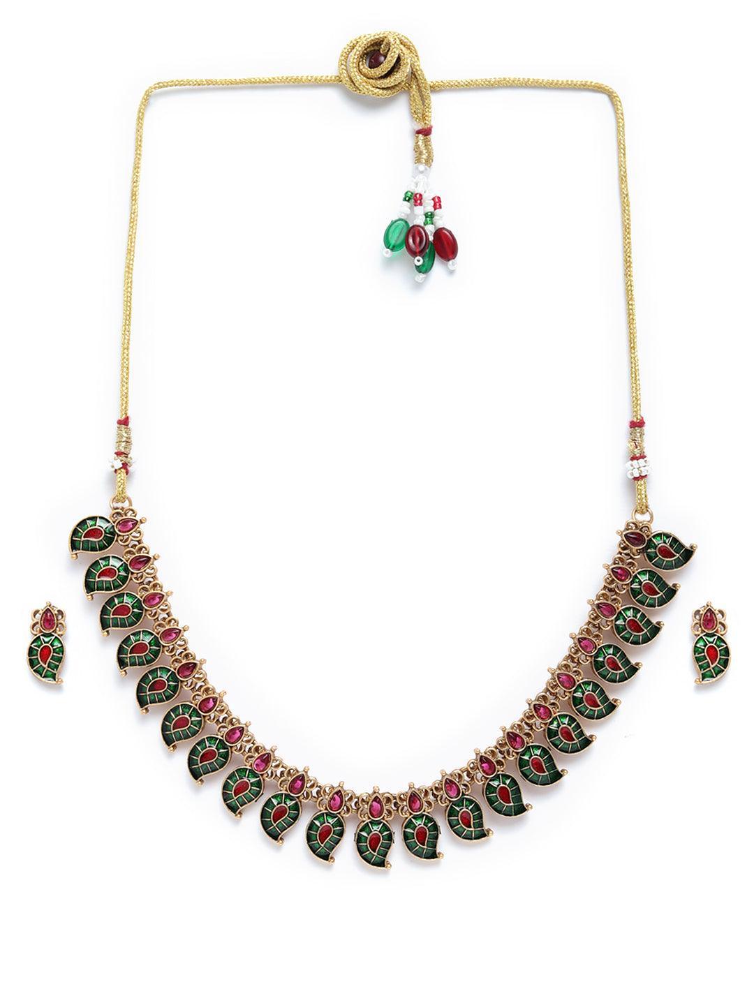 Premium Gold Finish Mango Necklace Set - Griiham