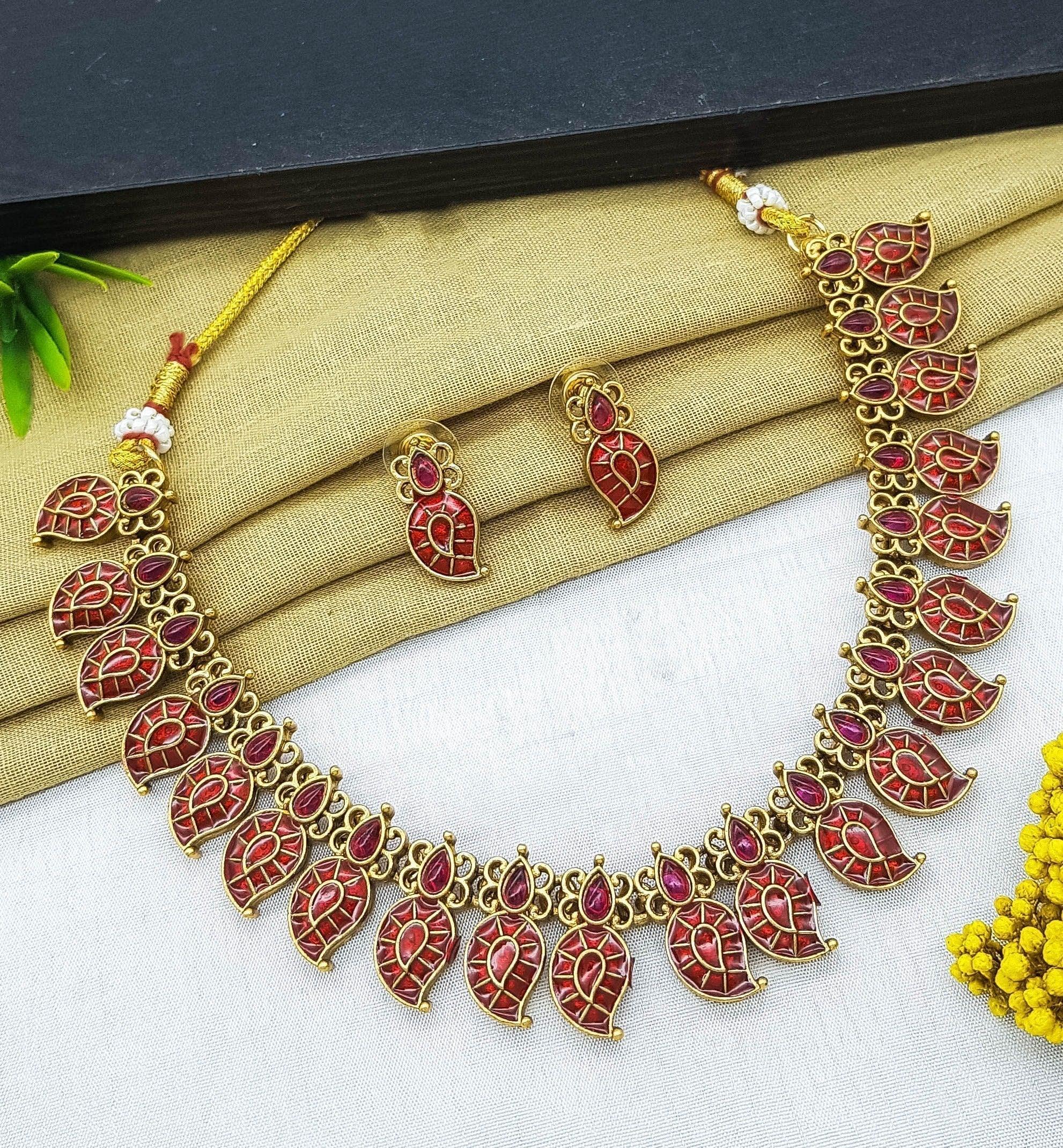 Premium Gold Finish Mango Necklace Set - Griiham